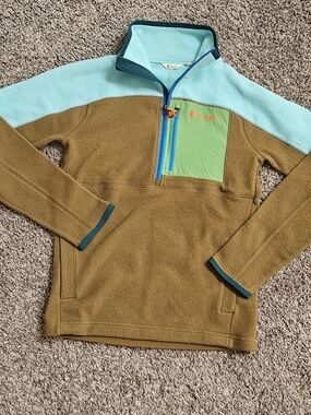 Women's Cotopaxi Two-Tone Olive & Aqua Half-Zip Fleece Pullover